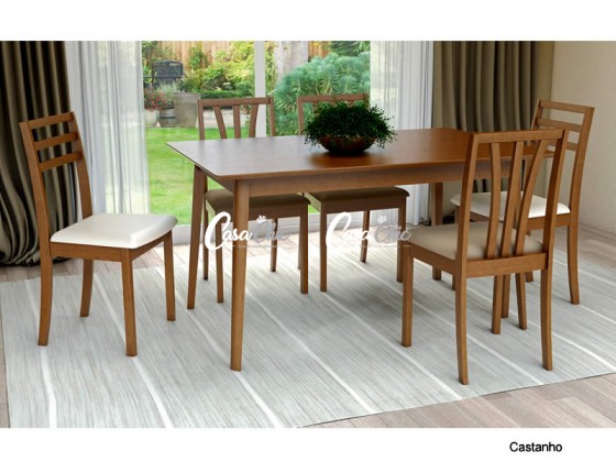 Conjunto Mesa de Jantar Seiva Diamante 614 com 06 Cadeiras 1.40 x 0.90 Retangular
